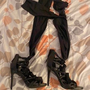 Black Liliana wrap around heel